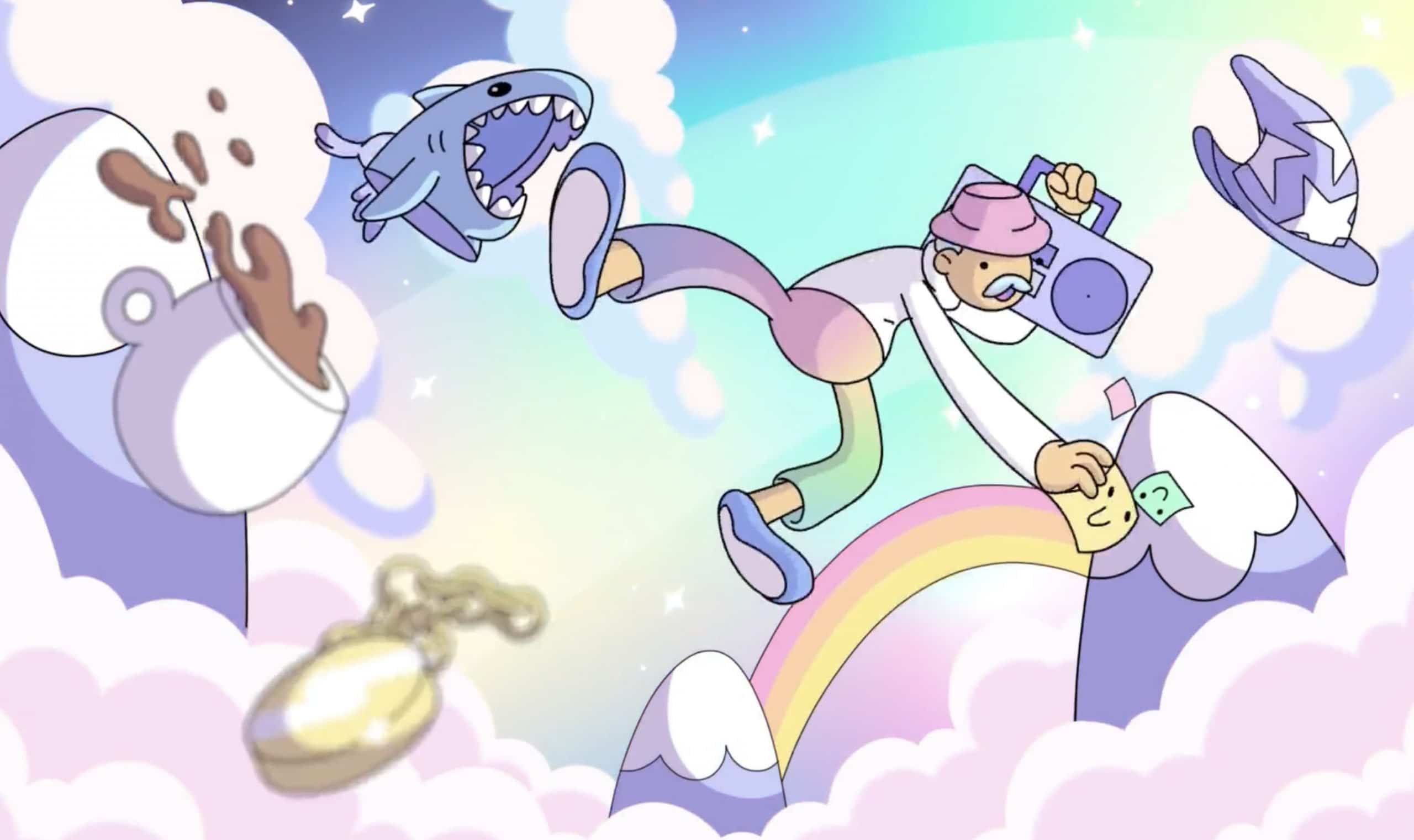 Doodles 2 trailer featuring an animated character with rainbow and other accessories