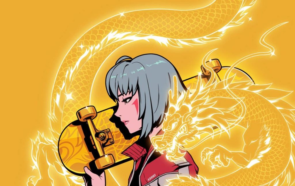 Azuki Auctions Golden Skateboard NFT For 309 ETH Azuki Golden Skateboard NFT held by anime character