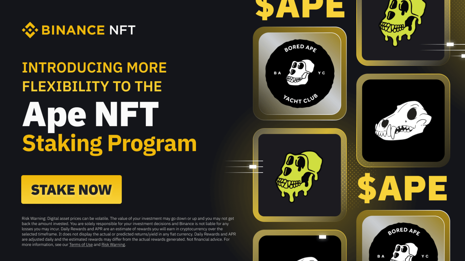 Binance NFT Marketplace Introduces More Flexibility to the Ape NFT Staking Program