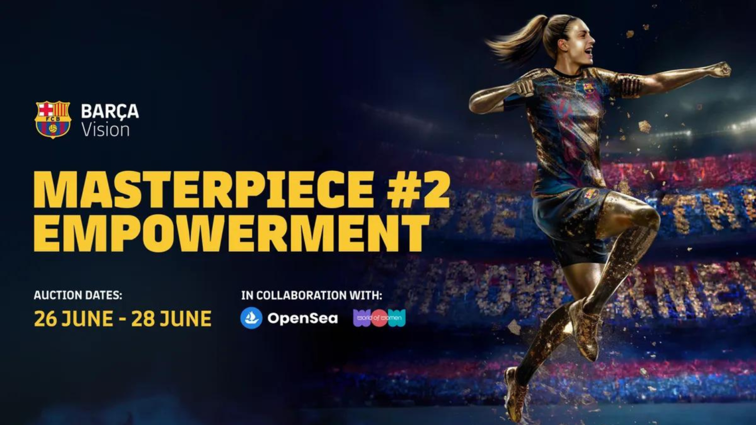 FC Barcelona NFT Collaboration with World of Women poster for FC Barcelona's Alexia Putellas NFT drop "Masterpiece"