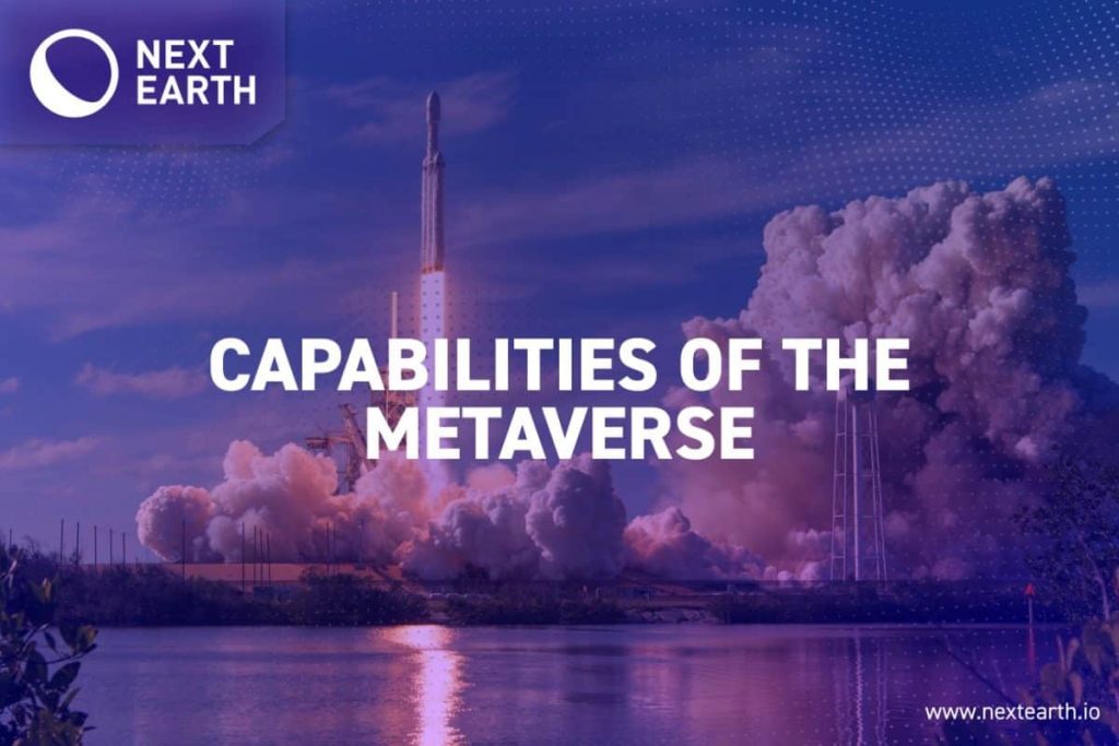 Next Earth Introduces LAND Descriptions For Its Metaverse Plots There is a rocket taking off into space with an advertisement for Next Earth Land in the front.