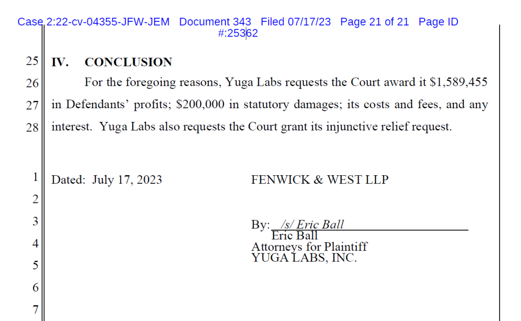Yuga Labs Demands $1.79M for Counterfeit RR/BAYC Infringement