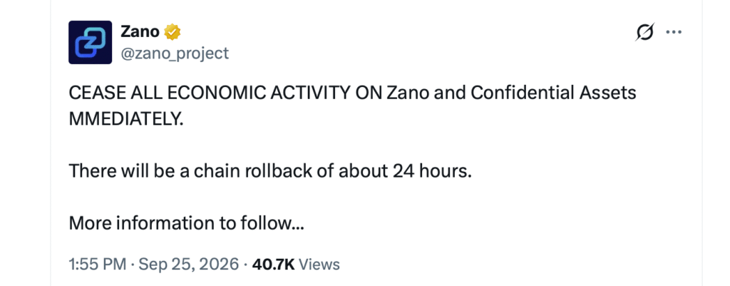 Zano Inflation Bug Forces Blockchain to Wipe an Entire Day of History