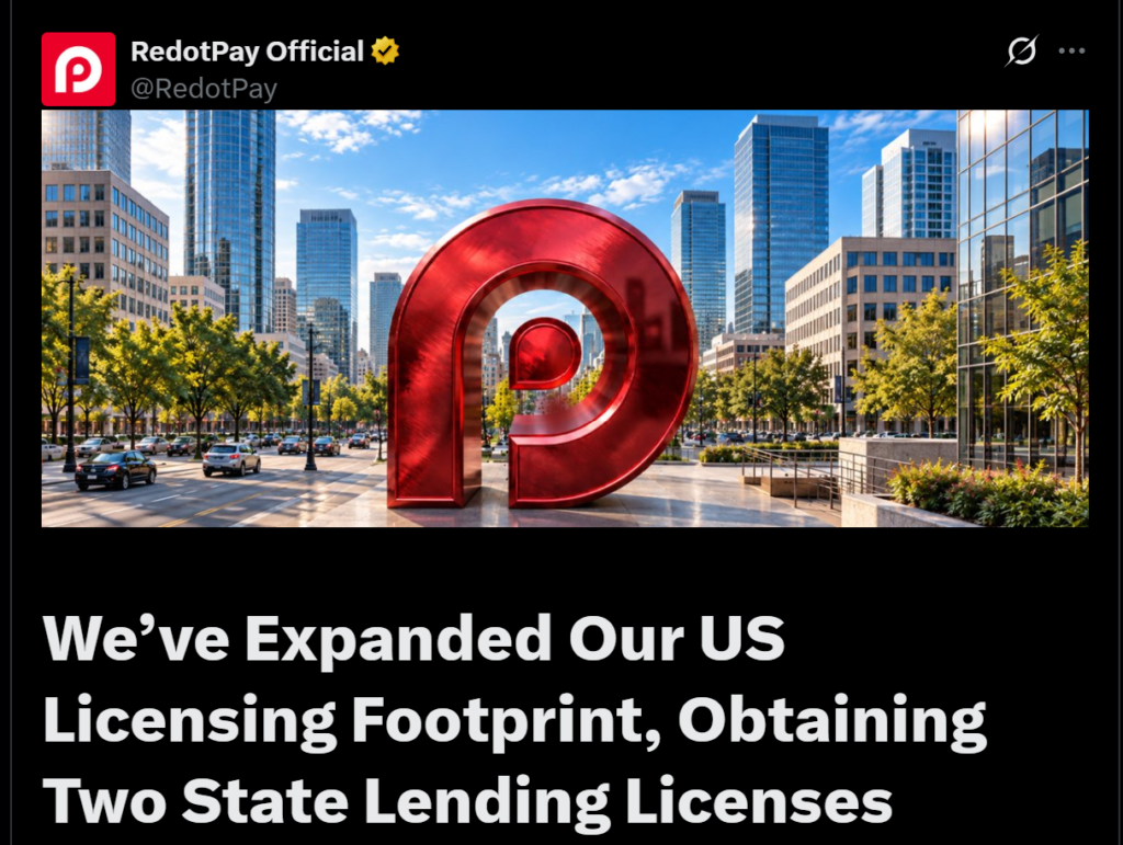 RedotPay builds U.S lending footprint as crypto credit market reaches $56.16B