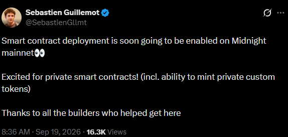 Midnight prepares open smart contract deployment on mainnet: Details