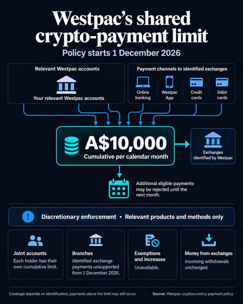 Westpac limits crypto exchange deposits driven by fraud rules